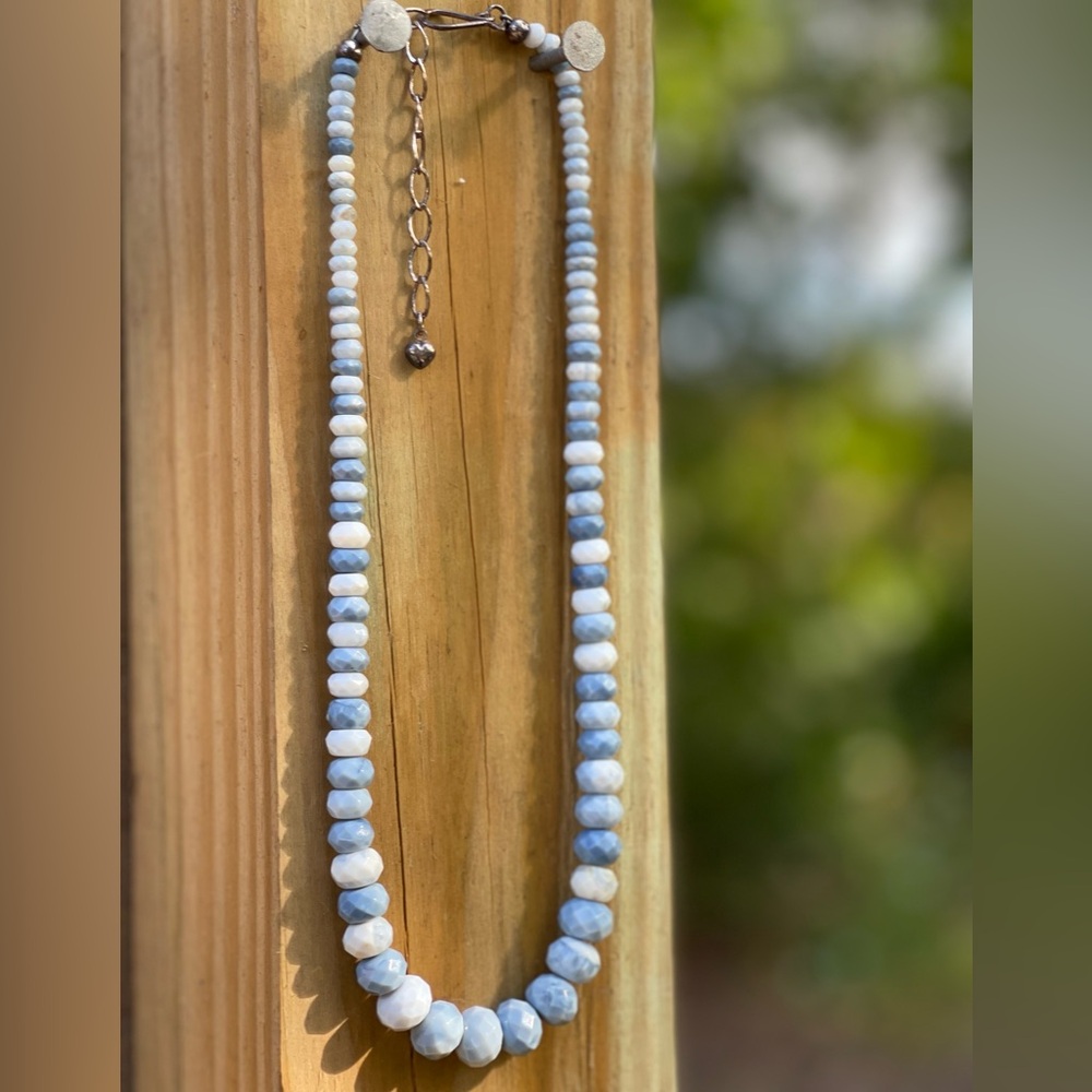 Jay King Faceted Blue Opal Necklace with sterling silver closure - Picture 2 of 4